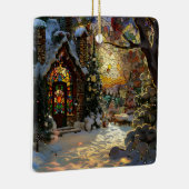 Glas in lood kerstversiering keramisch ornament (Rechts)