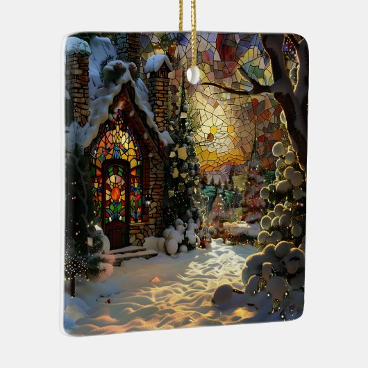 Glas in lood kerstversiering keramisch ornament (Rechts)