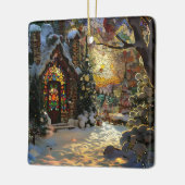 Glas in lood kerstversiering keramisch ornament (Links)