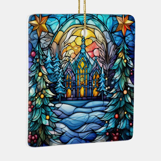 Glas in lood kerstversiering keramisch ornament (Rechts)