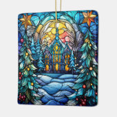 Glas in lood kerstversiering keramisch ornament (Links)