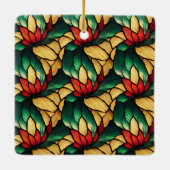 Glas in lood kerstversiering keramisch ornament (Achterkant)