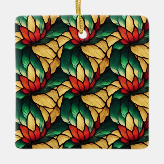 Glas in lood kerstversiering keramisch ornament (Voorkant)