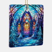 Glas in lood kerstversiering keramisch ornament (Rechts)
