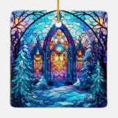 Glas in lood kerstversiering keramisch ornament (Achterkant)