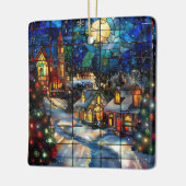 Glas in lood kerstversiering keramisch ornament (Links)