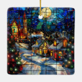 Glas in lood kerstversiering keramisch ornament (Achterkant)