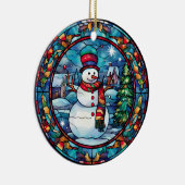 Glas in lood kerstversiering keramisch ornament (Rechts)