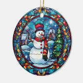 Glas in lood kerstversiering keramisch ornament (Links)