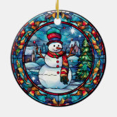 Glas in lood kerstversiering keramisch ornament (Achterkant)