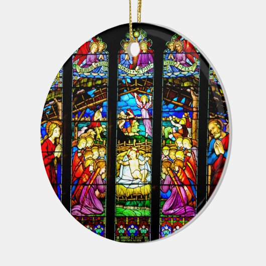 Glas in lood kerstversiering keramisch ornament (Links)