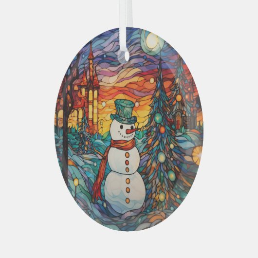 Glas in lood Kerstversiering Sublimatie Glas Ornament (Voorkant links)