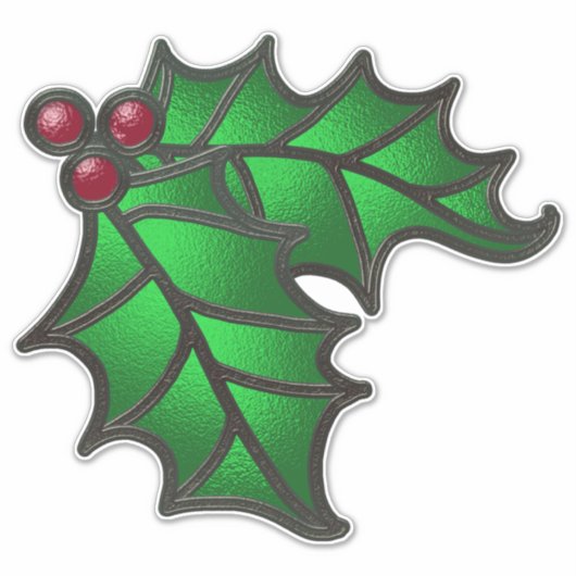 Glas in lood Kijk Holly en Berries Sticker (Voorkant)