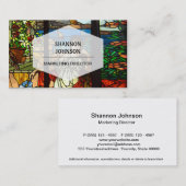 Glas in lood kijkt met dame die zit. visitekaartje (Voorkant / Achterkant)