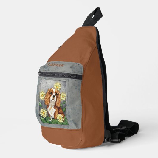 Glas in lood King Charles Spaniel Sling Bag (Rechterhoek)