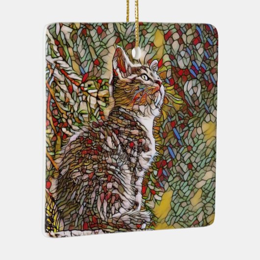 Glas in lood Kitten Keramisch Ornament (Rechts)