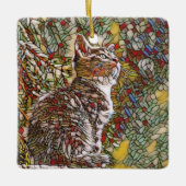 Glas in lood Kitten Keramisch Ornament (Voorkant)