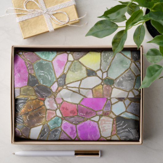 Glas in lood kleuren ontkoppelen tissuepapier (Geschenk)