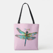 Glas-in-lood Kleurrijke Libel Tote Bag (Achterkant)