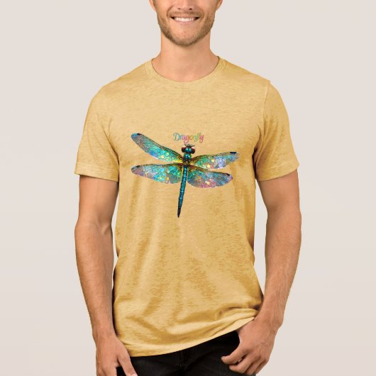 Glas-in-lood Kleurrijke Libel Tri-Blend Shirt (Voorkant)