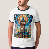 Glas in lood Klok Tower Fantasy Tshirt (Voorkant)