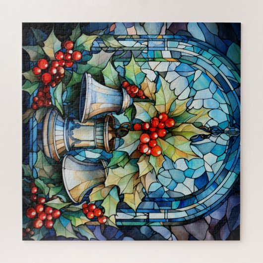 Glas in lood klokken puzzel legpuzzel (Horizontaal)