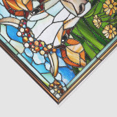 Glas in lood Koe met Bloemenkroon EK9L Decoupage Tissuepapier (Detail)