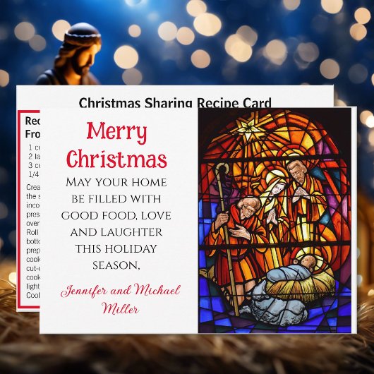 Glas in lood koekjes Recipe delend Kerstmis Feestdagenkaart
