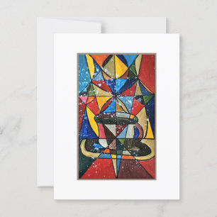 Glas in lood Koffie Mok Acryl Kunstwerk Briefkaart