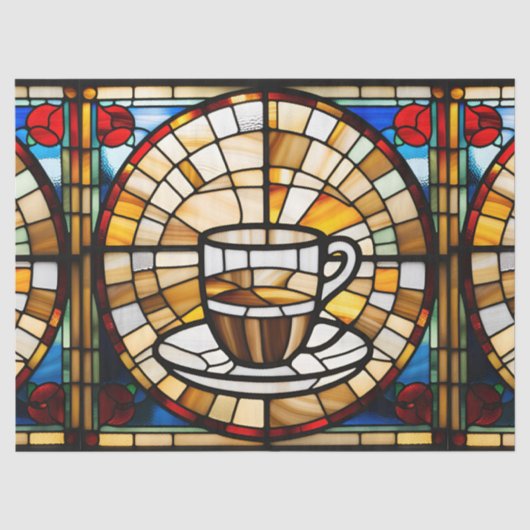 Glas-in-lood koffiekop tissuepapier (Voorkant)