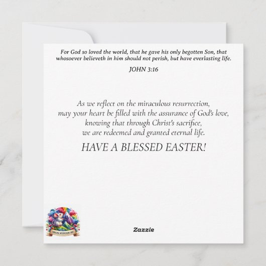 Glas in lood konijn en vlinder Christelijk Pasen Feestdagenkaart (Achterkant)