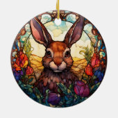 Glas in lood - Konijnenillustratie Keramisch Ornament (Achterkant)