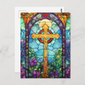 Glas in lood kruis briefkaart (Voorkant / Achterkant)