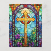 Glas in lood kruis briefkaart (Voorkant)