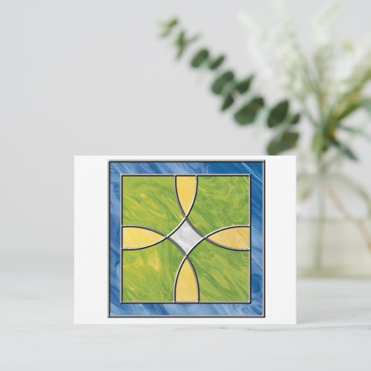 Glas in lood kruis briefkaart (Staand voorkant)