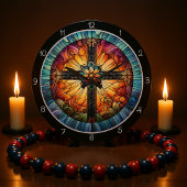 Glas in lood kruis grote klok