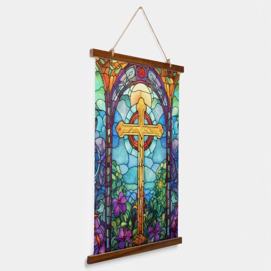 Glas in lood kruis hangend wandkleed (Gebogen)