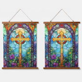 Glas in lood kruis hangend wandkleed (Dubbel)