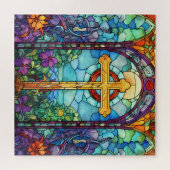 Glas in lood kruis legpuzzel (Horizontaal)