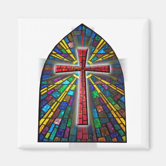 Glas in lood kruis magneet (Voorkant)