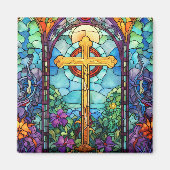 Glas in lood kruis magneet (Voorkant)