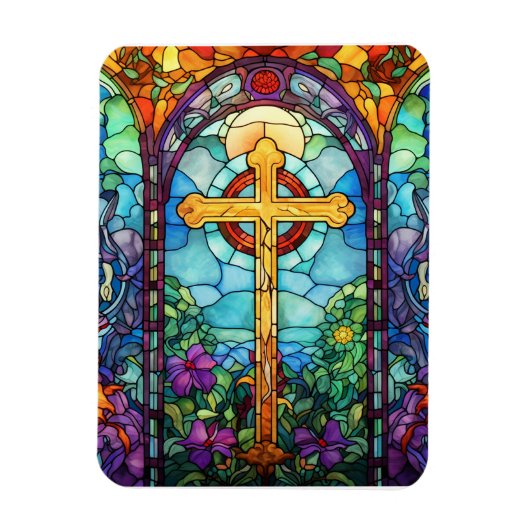 Glas in lood kruis magneet (Verticaal)