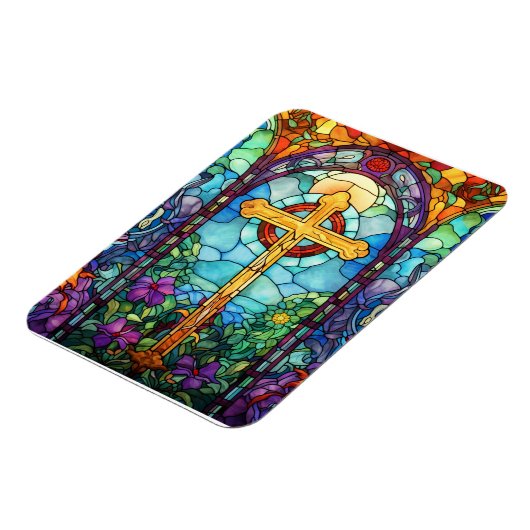 Glas in lood kruis magneet (Linkerzijde)