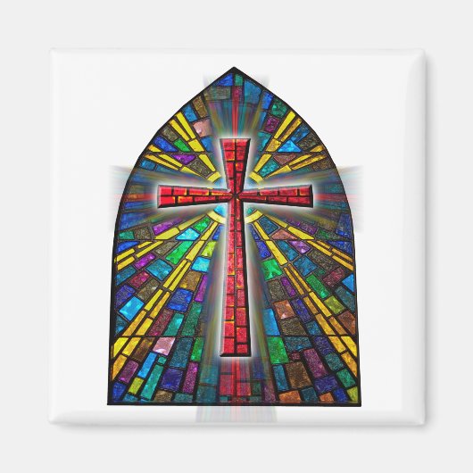 Glas in lood kruis magneet (Voorkant)