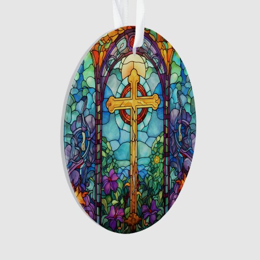 Glas in lood kruis ornament (voorkant)