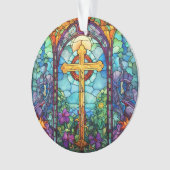 Glas in lood kruis ornament (voorkant)