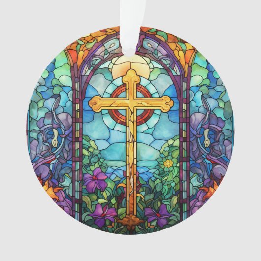 Glas in lood kruis ornament (voorkant)