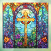 Glas in lood kruis raamsticker (Vel 3)