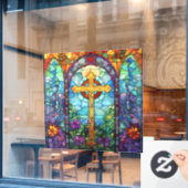 Glas in lood kruis raamsticker (Cafe Raam)