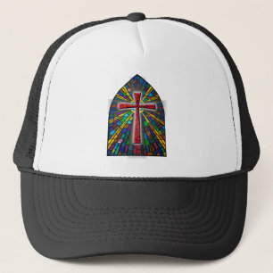 Glas in lood kruis trucker pet